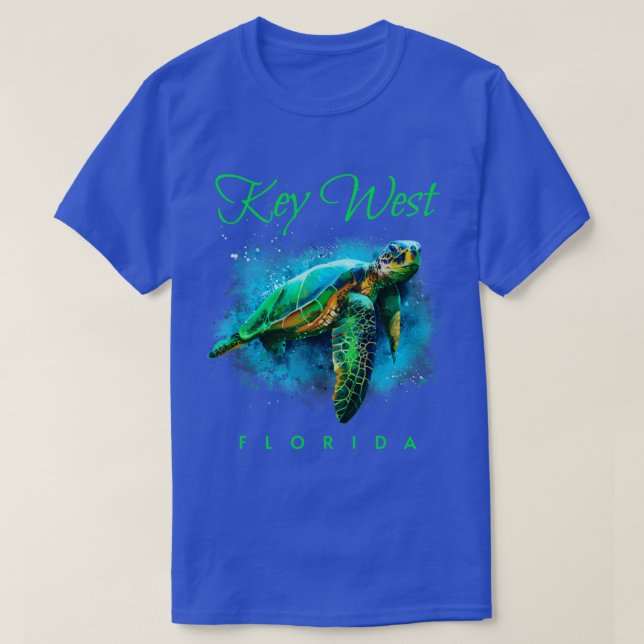 Camiseta Key West Florida Watercolor Sea Turtle (Frente do Design)