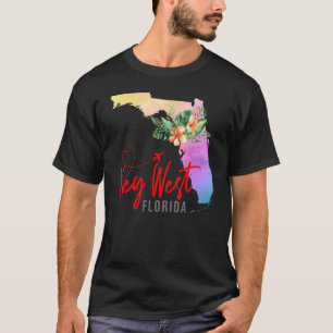 Camiseta Key West Map Correspondente à Viagem de Famílias d