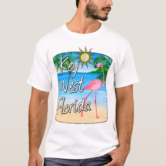 Camiseta Key West Pink Flamingo Florida Keys (Frente)