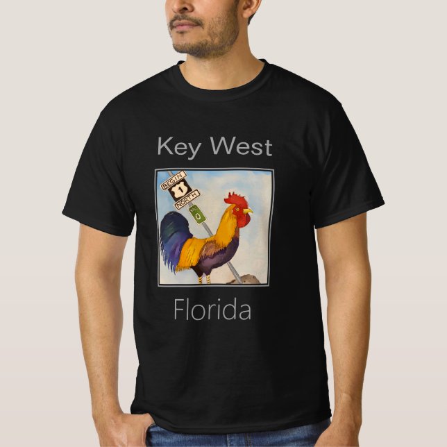Camiseta Key West Rooster e Sinal da Estrada 1 dos EUA (Frente)