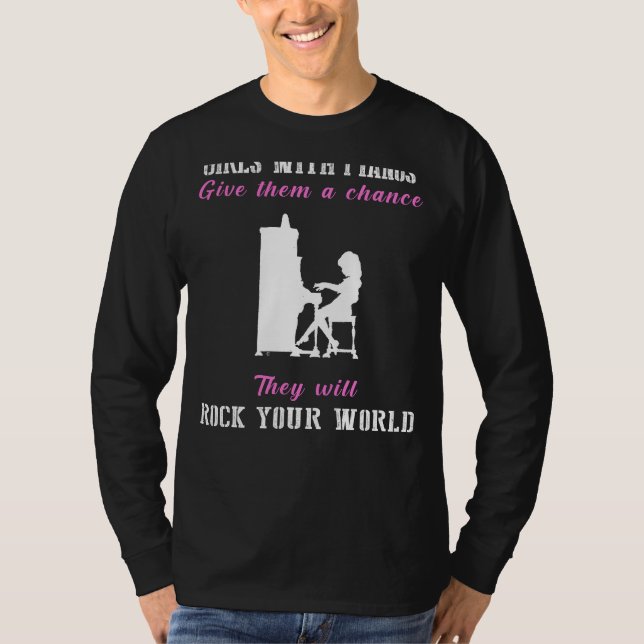 Camiseta Keynotes of Empowerment: Meninas com Pianos Rock T (Frente)