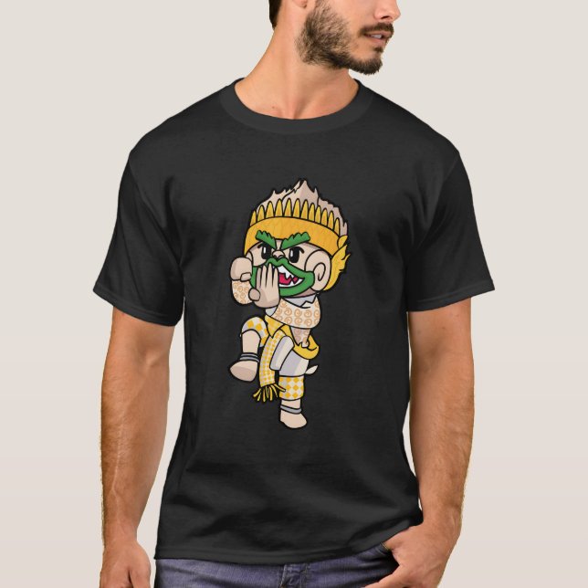 Camiseta Khmer Tailandês E Lao Hanuman Idol Monkey K, Do Ca (Frente)