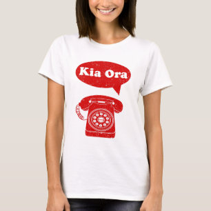Camiseta Kia Ora Te Reo Maori Língua Retro Telefone