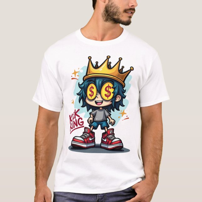 Camiseta Kick King Sneakerhead Grafite de desenho animado (Frente)