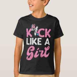 Camiseta Kick Like Girl Unicorn Karate Taekwondo Martial Ar