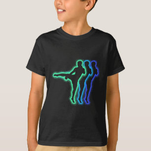 Camiseta Kickboxer Silhuetas de Artes Marciais Homens Crian