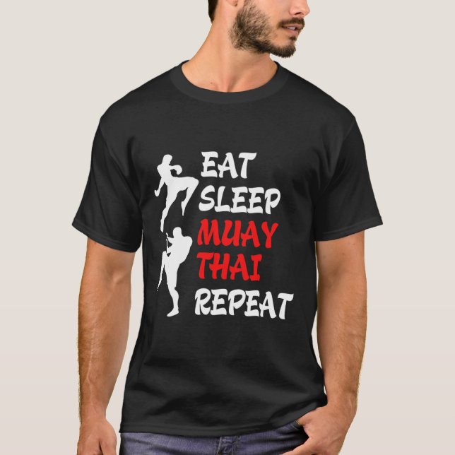 Camiseta Kickboxing Boxe Tailandesa Comer Dormir Muay Thai  (Frente)