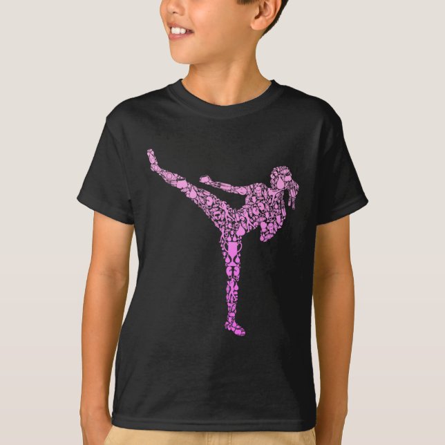 Camiseta Kickboxing Kickboxer Karate Meninas Crianças Mulhe (Frente)