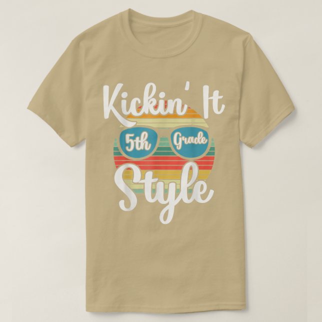 Camiseta Kickin' It 5th Grade Style Back To School Elementa (Frente do Design)