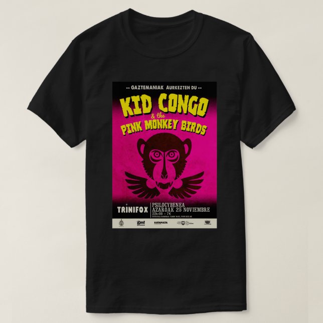 Camiseta Kid Congo prepara os Macacos Rosa (Frente do Design)