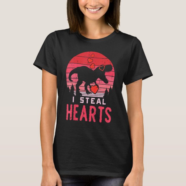Camiseta Kid I Steal Hearts Dino Trex Toddler Baby Boy Vale (Frente)