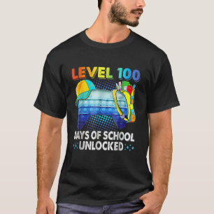 Camiseta Kid Level 100 Days Of School Unlocked Gamer Video
