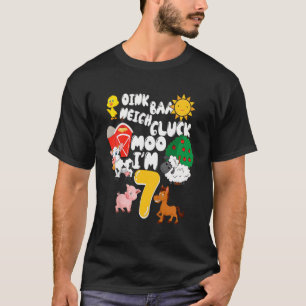 Camiseta Kid Oink Baa Neigh Moo Im Aniversário De Sete Anos