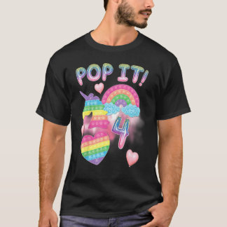 Camiseta Kid Pop It 4th Birthday Girls 4 Anos Antiga Unicor