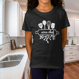 Camiseta Kid Sous Chef Kitchen Utensil e Greenery