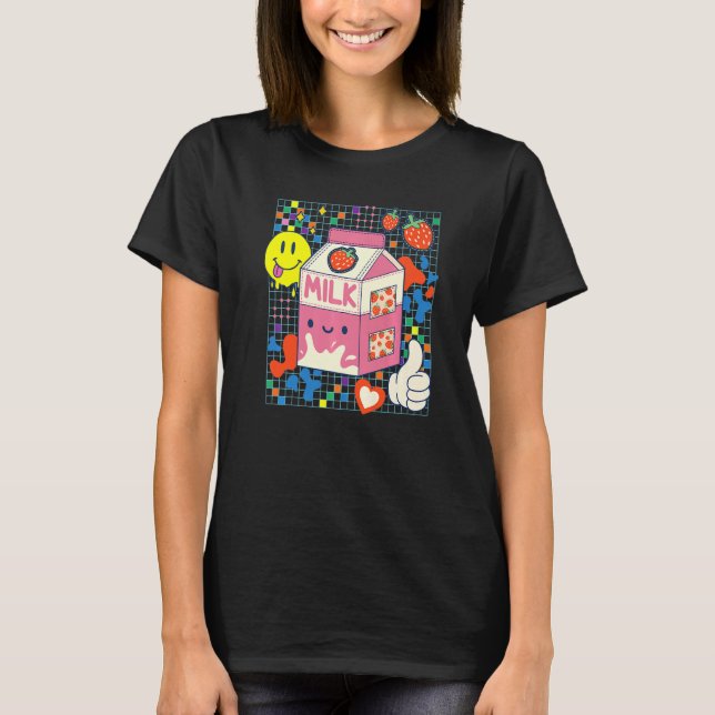 Camiseta Kidcore Aestético De Tecido De Morango De Morango  (Frente)