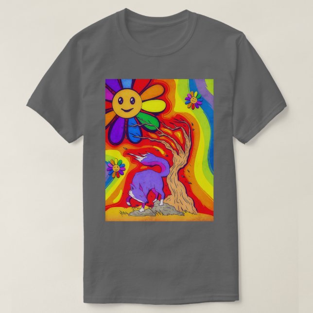 Camiseta Kidcore Aestético Fo e Flores Sorridentes 80s 90s  (Frente do Design)
