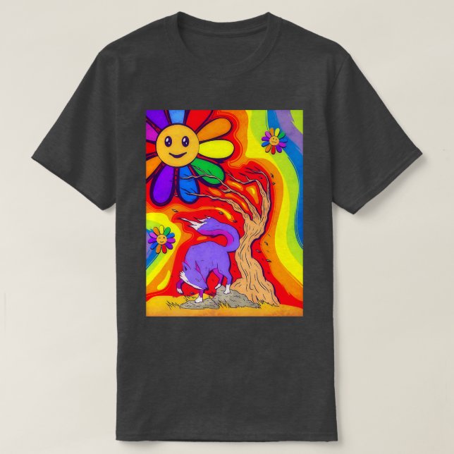 Camiseta Kidcore Aestético Fo e Flores Sorridentes 80s 90s  (Frente do Design)
