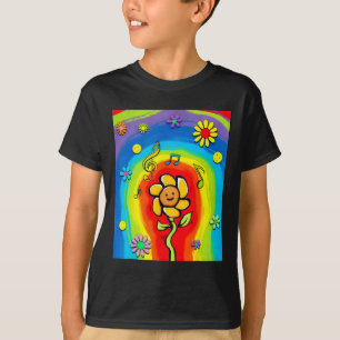 Camiseta Kidcore Aestético Rainbow Dancing Flor 80s 90s R