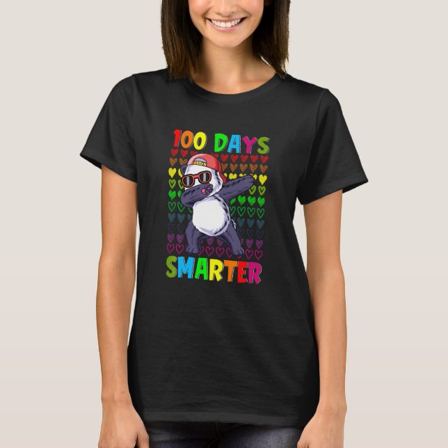 Camiseta Kids 100 Days Smarter Hearts Dabbing Panda 100th D (Frente)