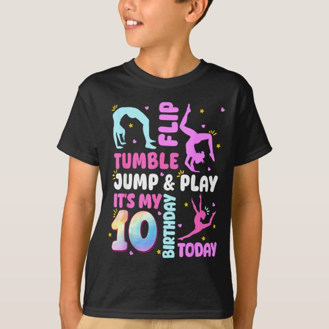 Camiseta Kids 10 Year Old Bday Gymnast 10th Gymnastics Birt (Frente)