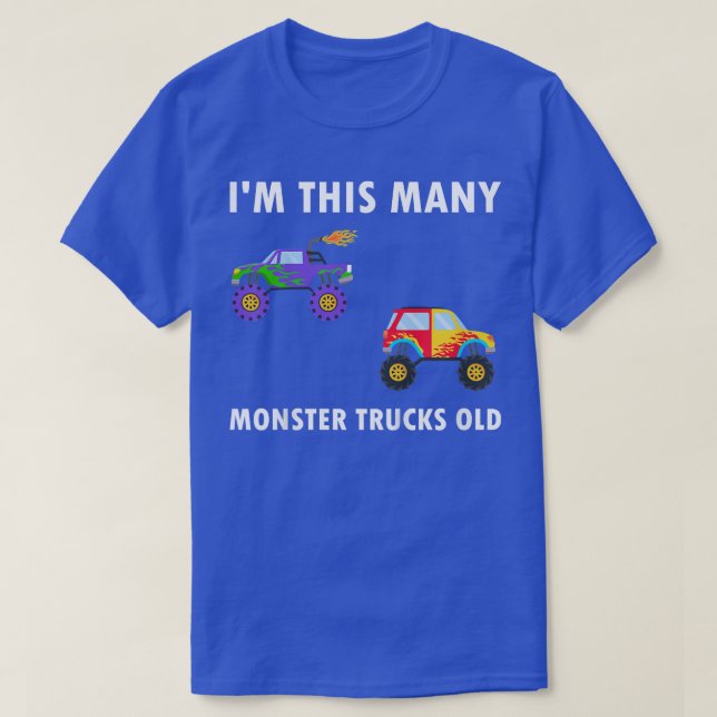 Camiseta Kids 2 Years Old Boy Monster Trucks 2nd Birthday K (Frente do Design)