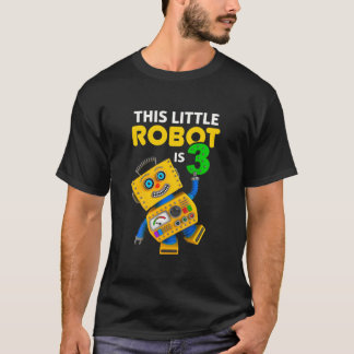 Camiseta Kids 3 Year Old Cute Robot Birthday