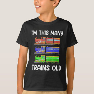 Camiseta Kids 3 Years Birthday I'm This Many Trains Old