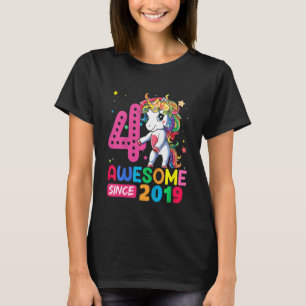 Camiseta Kids 4 Year Old Unicorn Flossing 4th Birthday Girl