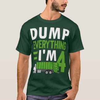 Camiseta Kids 4 Years Old Boy Garbage Trucks Old 4th Birthd