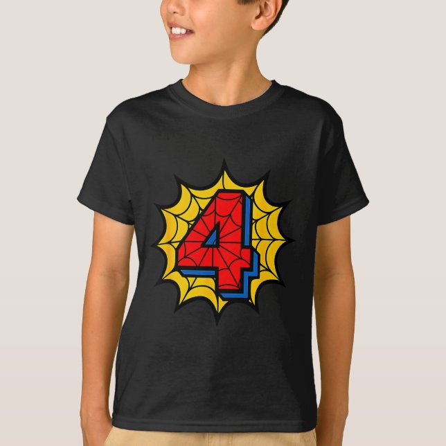 Camiseta Kids 4th Birthday Sder Theme Party 4 Year Old Boys (Frente)