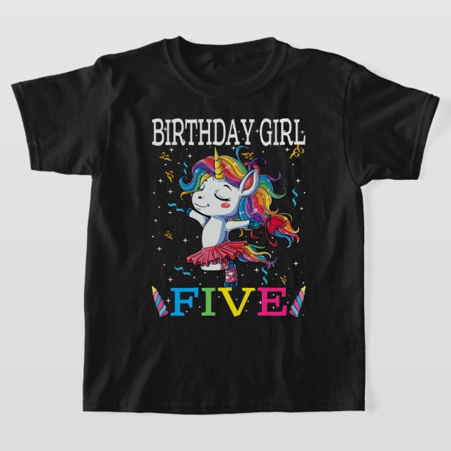 Camiseta Kids 5 Birthday Unicorn Outfit, 5 Birthday Gir (Postura )