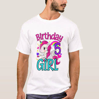 Camiseta Kids 5 Year Old Birthday Girl Gifts Unicorn 5Th Bi