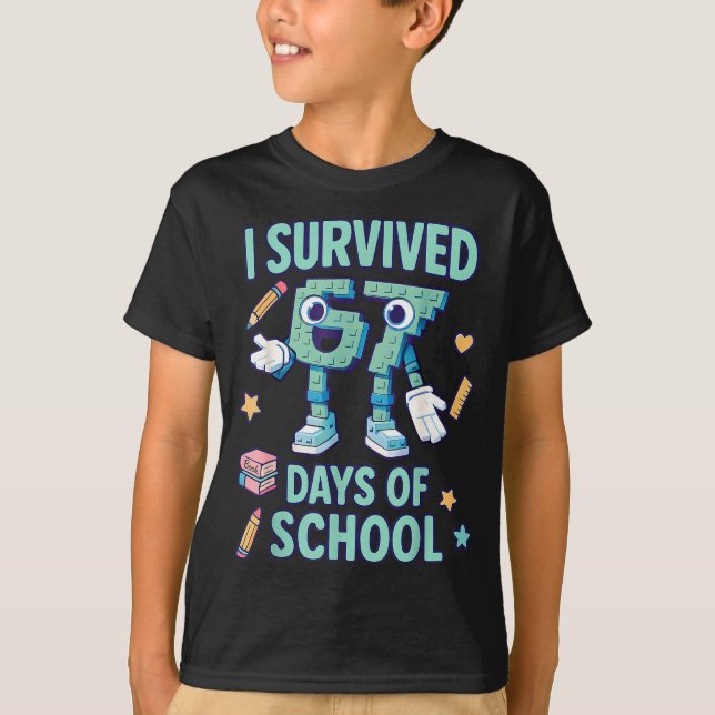 Camiseta Kids 6-7 Meme I Survived 67 Days Of School  (Frente)