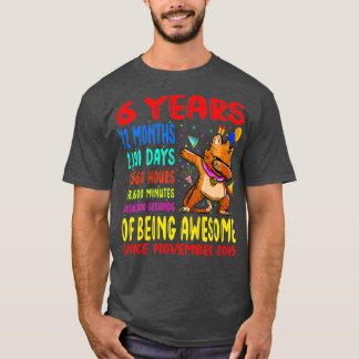 Camiseta Kids 6 Years 72 Months Of Being Awesome 6th Cat
