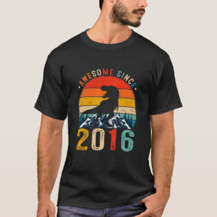 Camiseta Kids 6 Years Old Awesome Since 2016 Dinosaur 6Th B