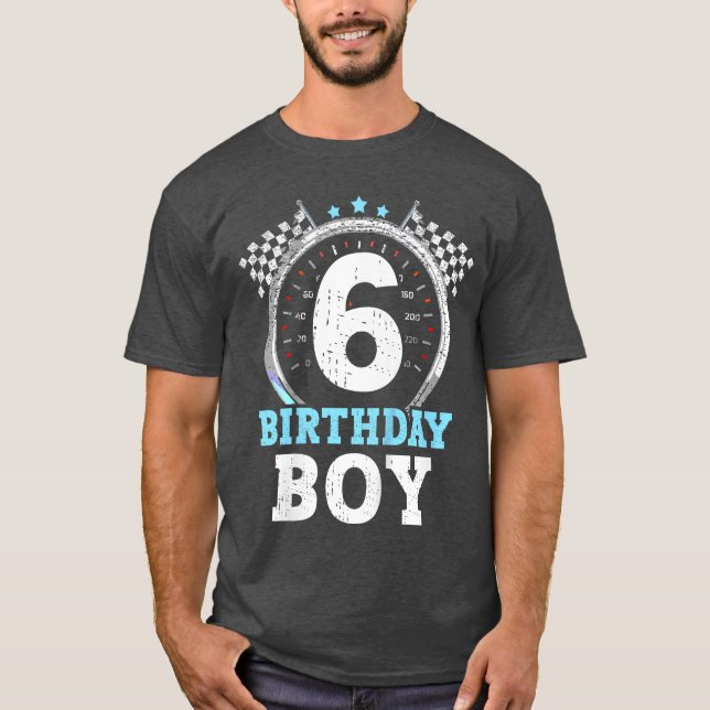 Camiseta Kids 6th Birthday Boy 6 Sixth Race Birthday Racing (Frente)