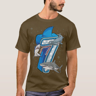 Camiseta Kids 7th Birthday Boys Shark 7 years Old Ocean Sha