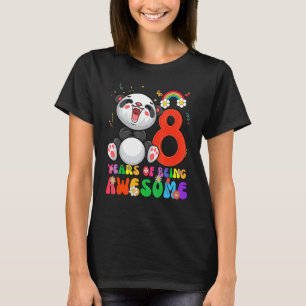 Camiseta Kids 8 Years Old Teens Boys Girls Cute Panda 8th B