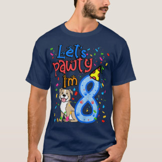 Camiseta Kids 8th Birthday Boy Dogs lets pawty im 8 year ol