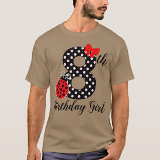 Camiseta Kids 8th Birthday Girl 8 Year Old Ladybug Cute Red