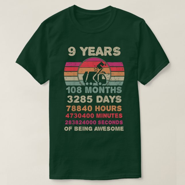 Camiseta Kids 9 Year Old Garbage Truck Birthday 9th Birthda (Frente do Design)