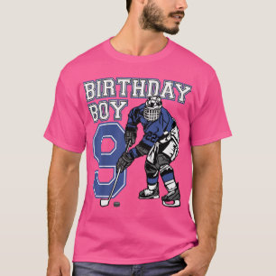 Camiseta Kids 9 Year Old Ice Hockey Themed Birthday Party 9