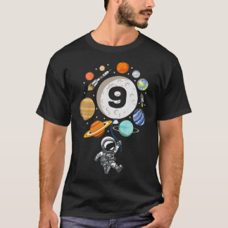Camiseta Kids 9th Birthday Planet Balloon Astronaut Happy N