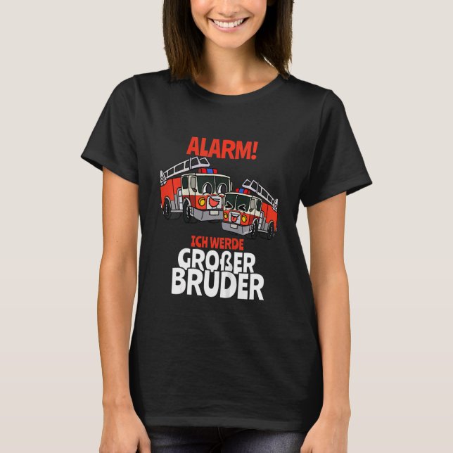 Camiseta Kids Alarm Ich Werde Große Bruder Fire Brigade Car (Frente)