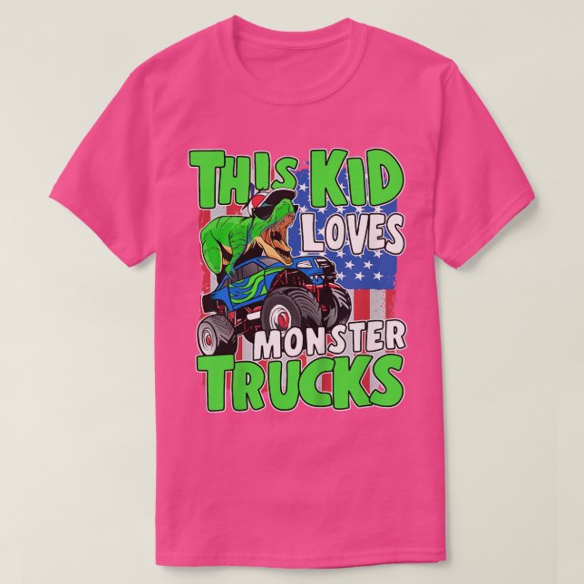 Camiseta Kids American Flag Dinosaur Toddler This Kid Loves (Frente do Design)