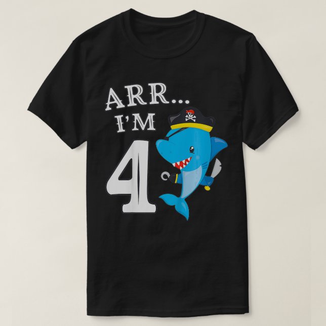 Camiseta Kids ARR I'M 4 Birthday Pirate  I 4th Birthday Sha (Frente do Design)