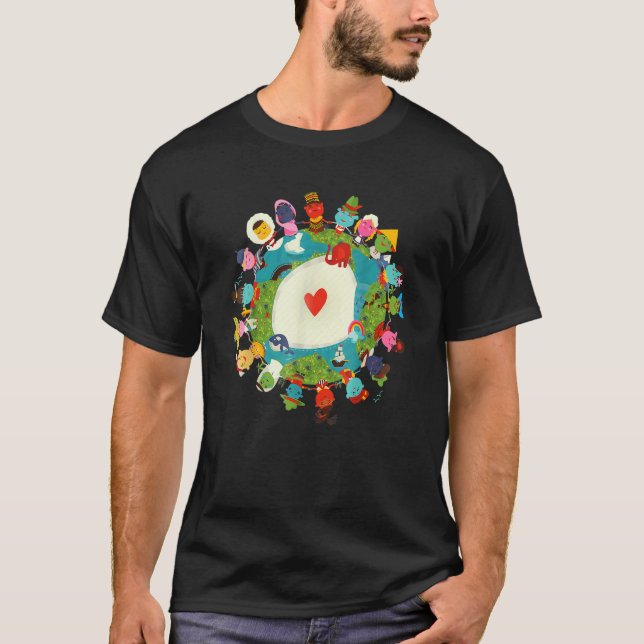 Camiseta Kids Art Children Love the Planet Earth World Peac (Frente)