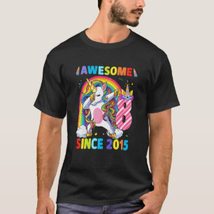 Camiseta Kids Awesome Since 2015 Dabbing Unicorn 8th Birthd