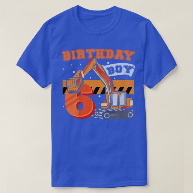 Camiseta Kids B-Day Boy 6 Years Old Digger Builder Construc (Frente do Design)